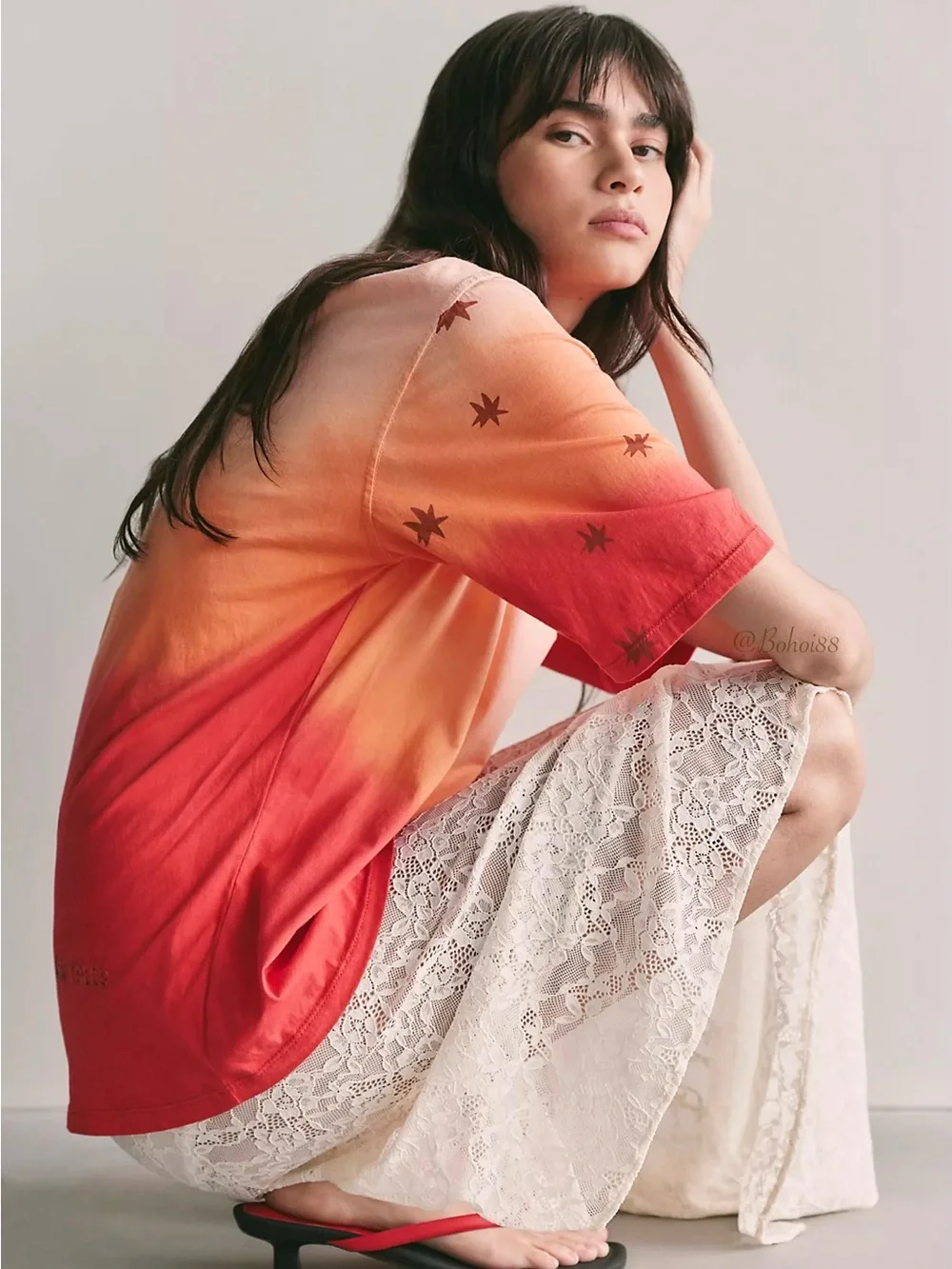 NWT Free People The Tales Dip Dye Star Tee
